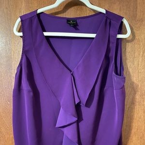 Worthington Dark Purple tank with large ruffle. Size 1X.